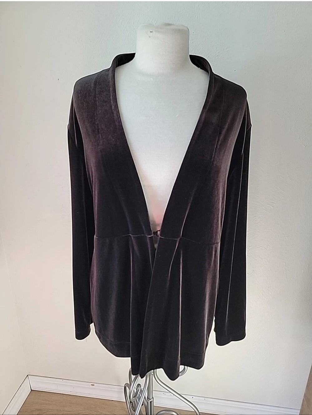Chico's Velvet Brown Cardigan Jacket Sz 2 LG